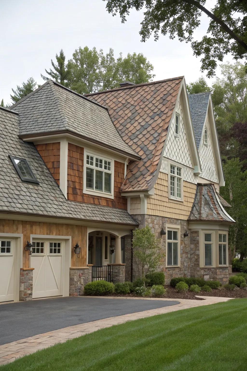 Textured shingles adding depth to the frontage.