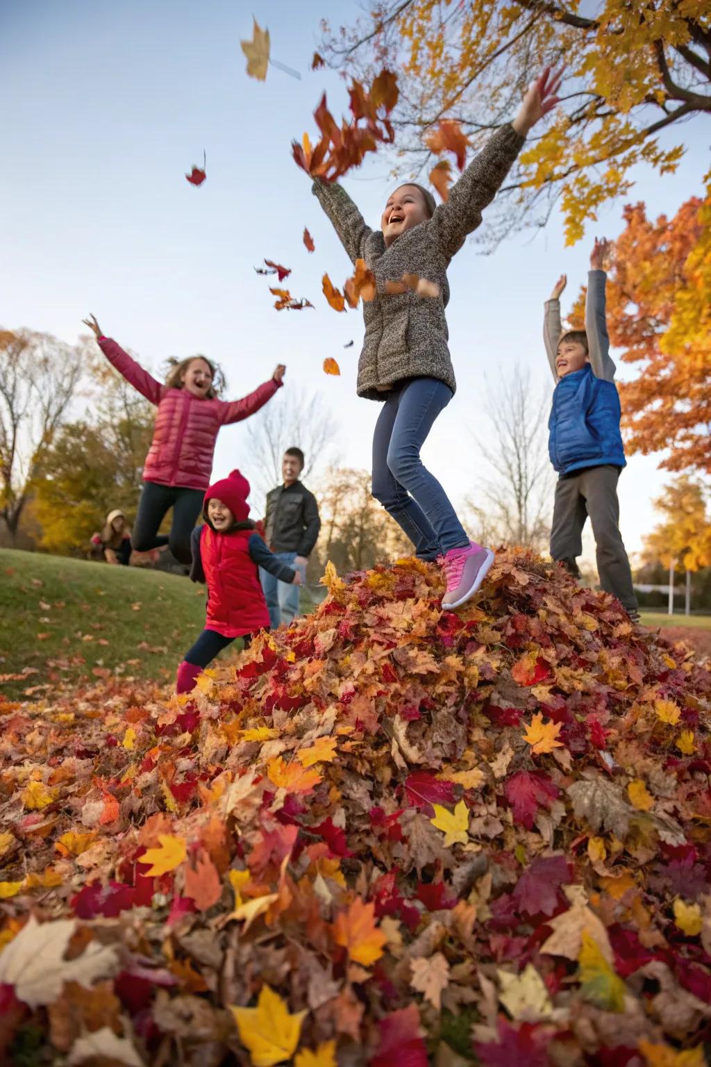 Pure joy discovered in a pile of autumn foliage.