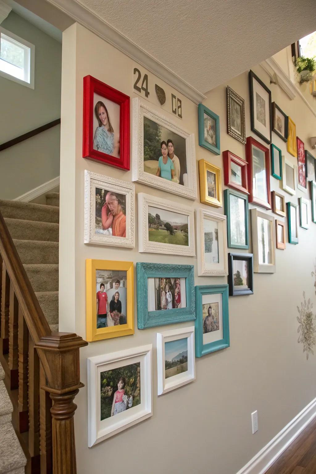 Artistic creative arrangement of family photos.