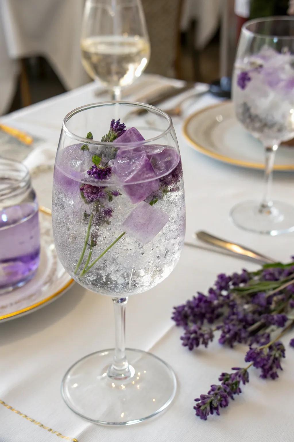 Lavender ice pieces for a calming touch.