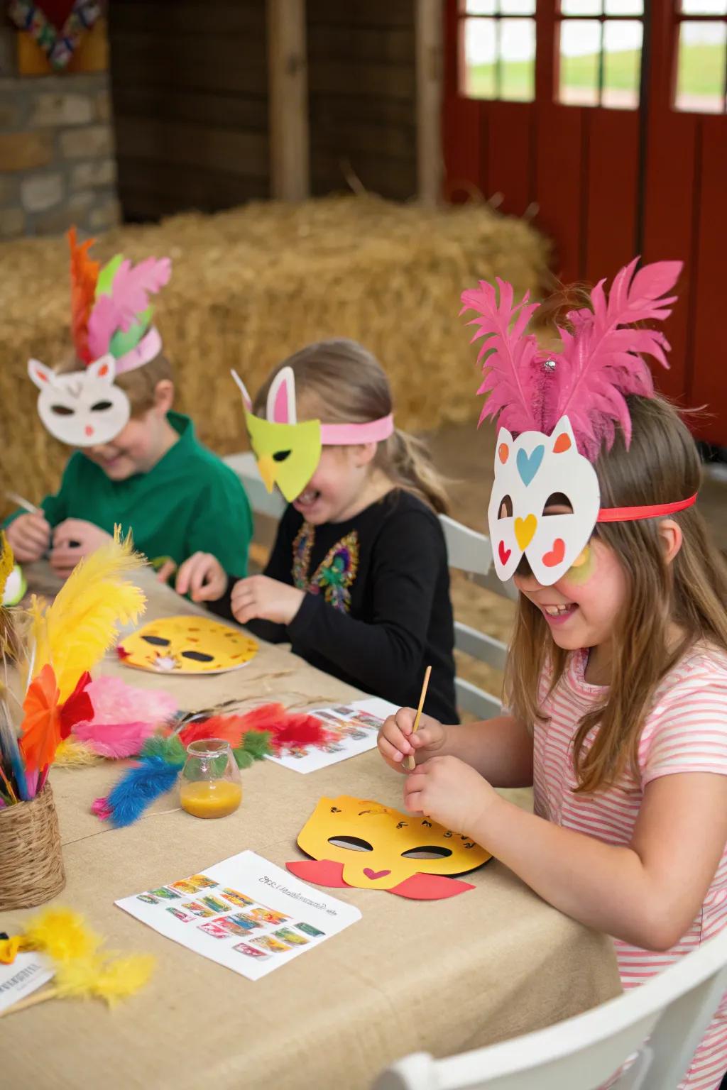 A farmyard creature creation corner lets kids unleash their creativity.