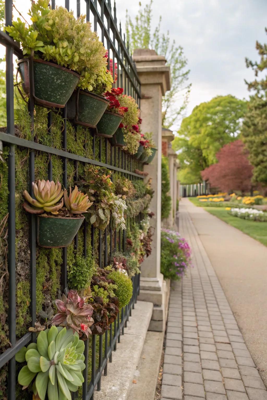 Wall pots transmute your fence into a vertical garden.