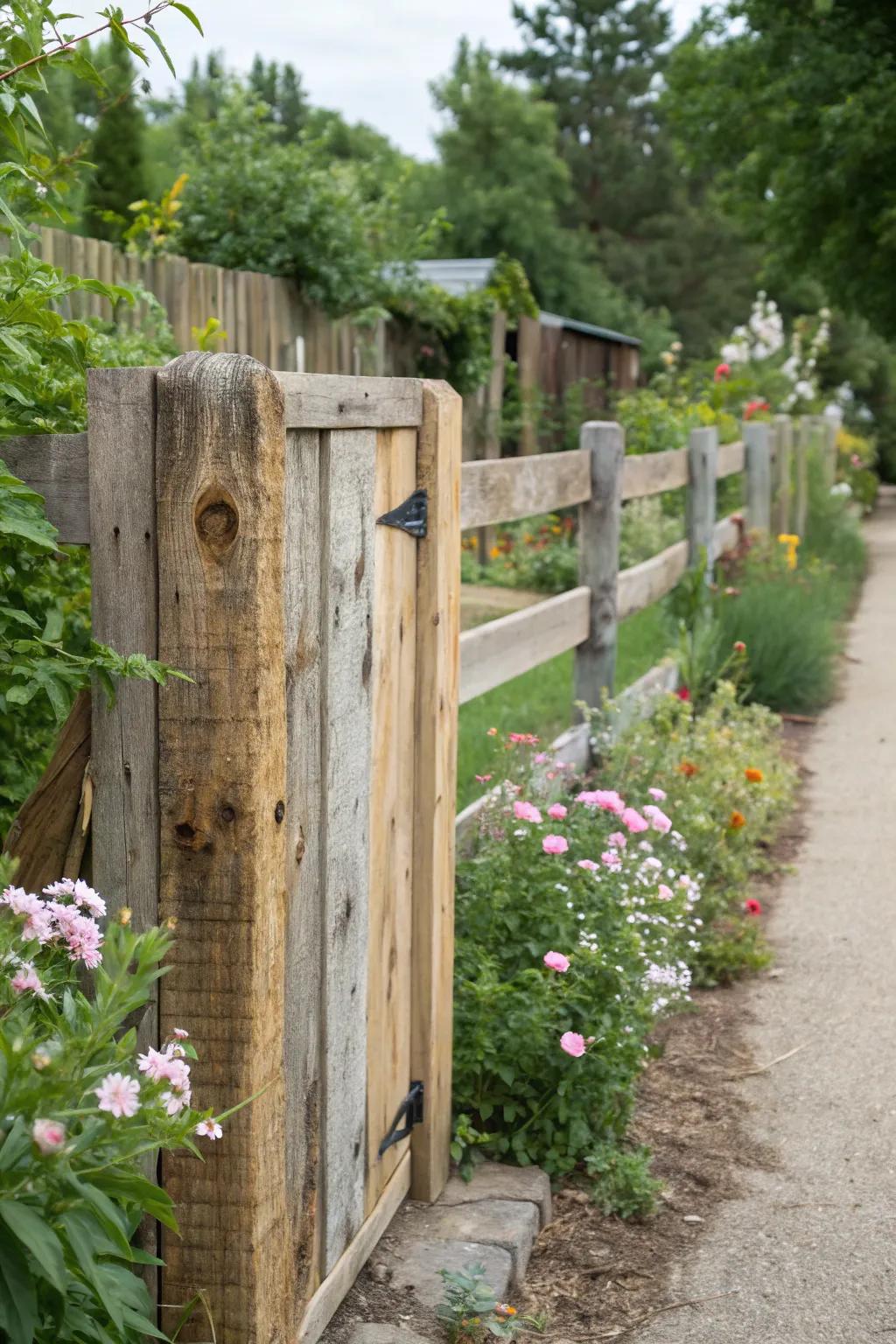 Introduce character via a salvaged timber fence.