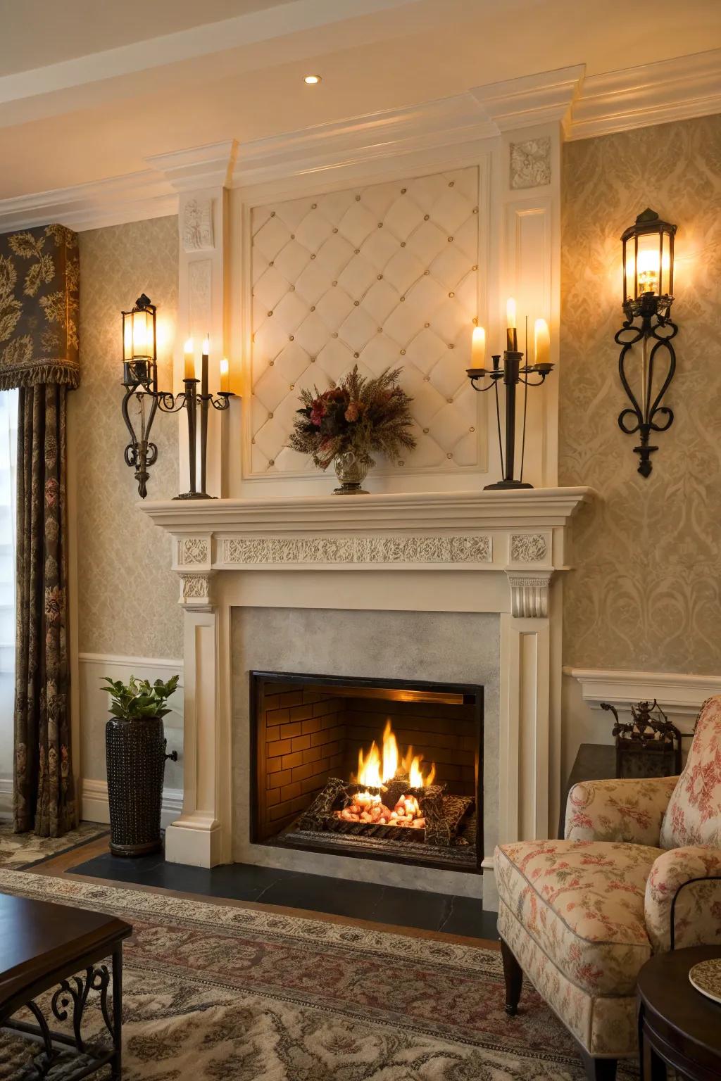 Wall lights introduce balance and sophistication.