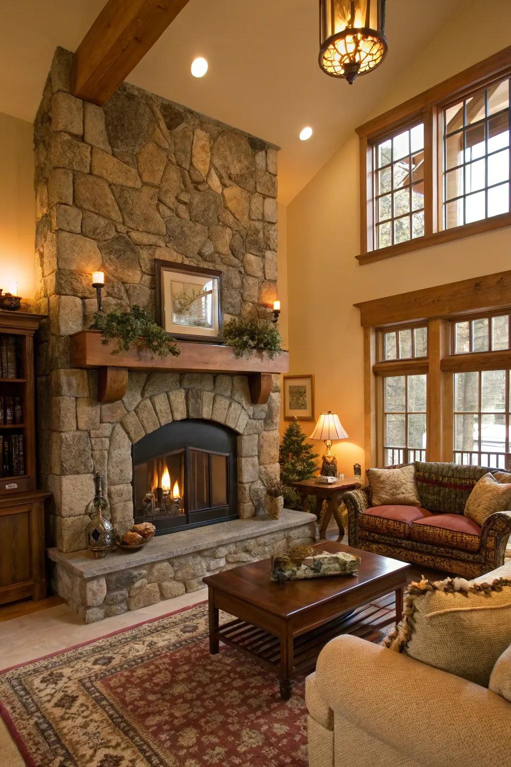 Stone wraps bring a sturdy, timeless impression to your fireplace.
