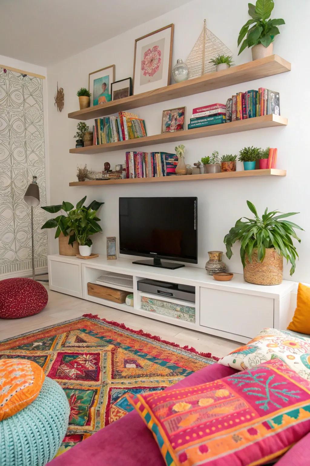 Brighten your space with vibrant accents on your floating racks.