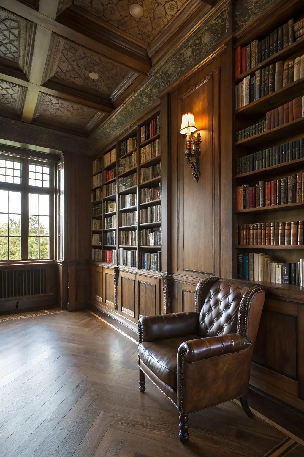 Dark wood floors provide a timeless and elegant touch.