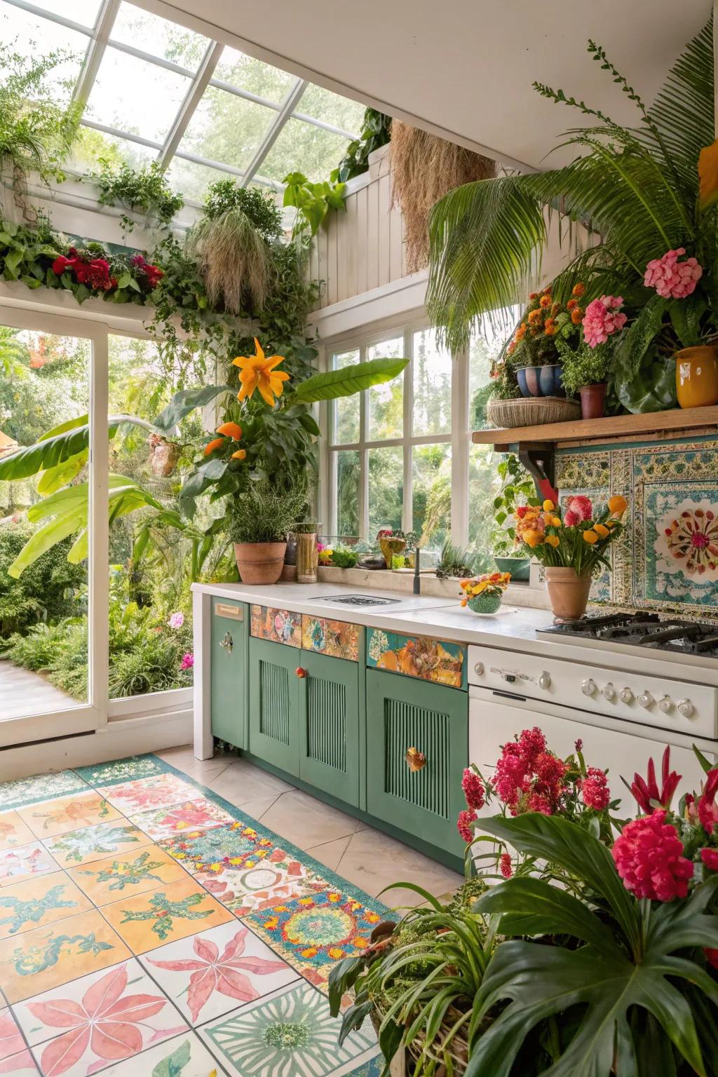 Tropical accents that create a vacation-like atmosphere in your kitchen.