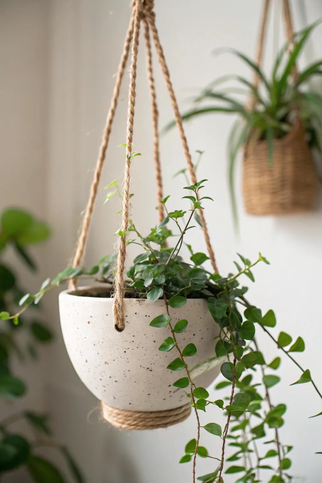 Elevate your space with the natural beauty of handcrafted hanging pots.