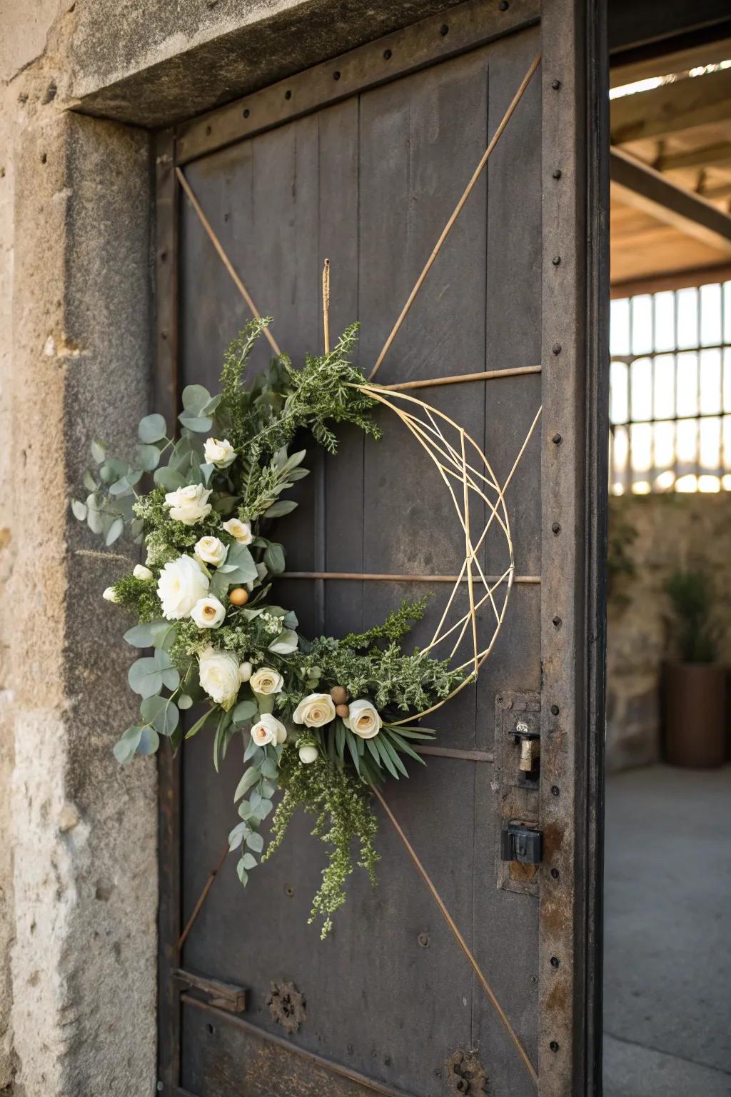 Contemporary elegance using a geometric door piece.