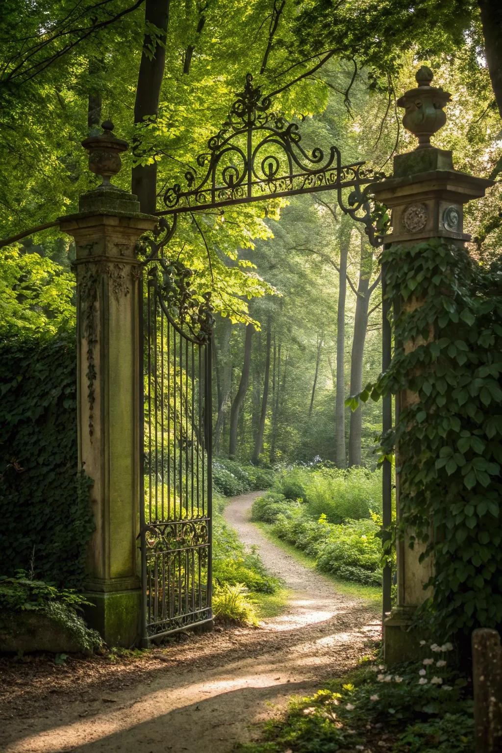 A concealed garden entry ignites curiosity and exploration.