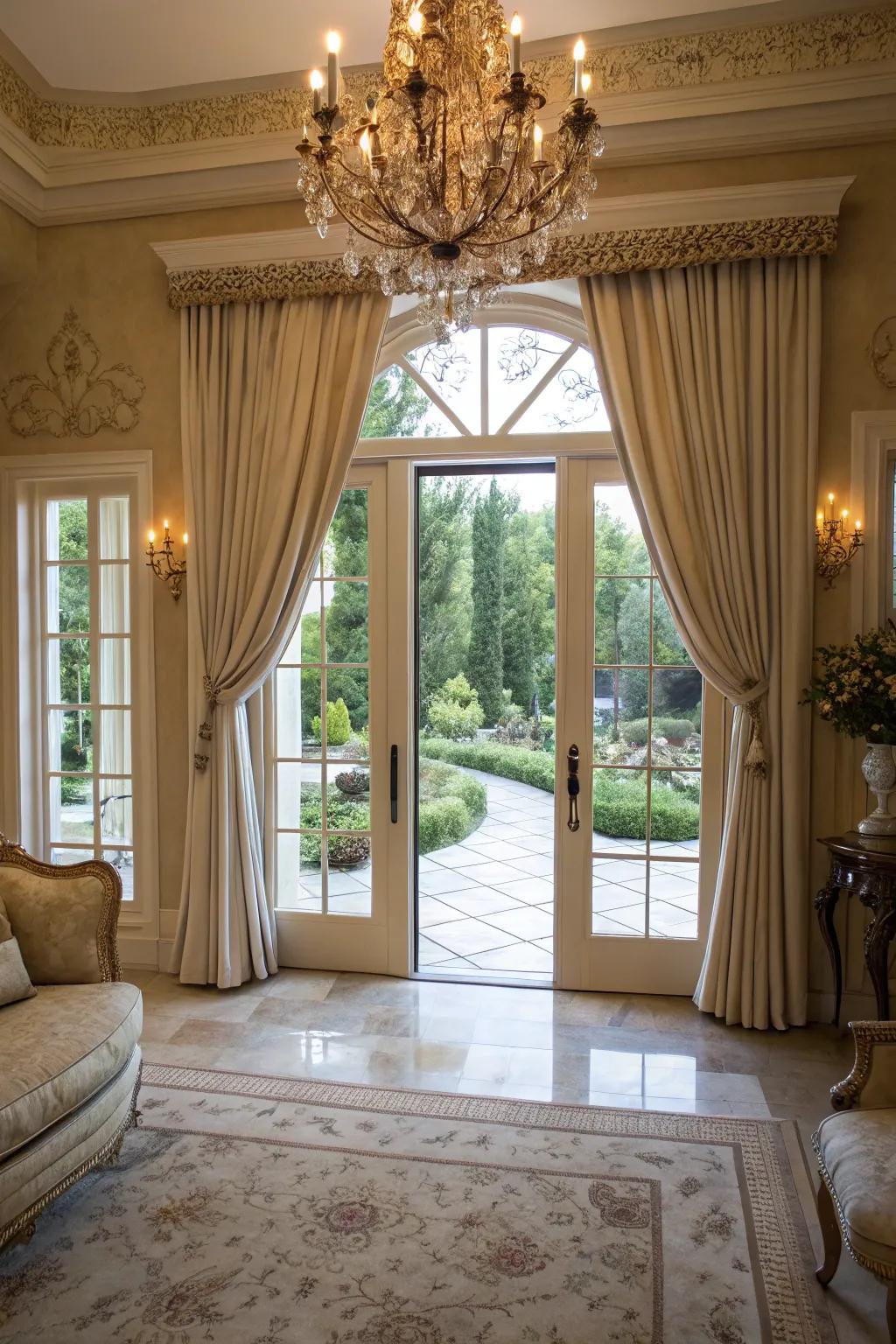 Floor-to-ceiling curtains enhance a room's height and grandeur.