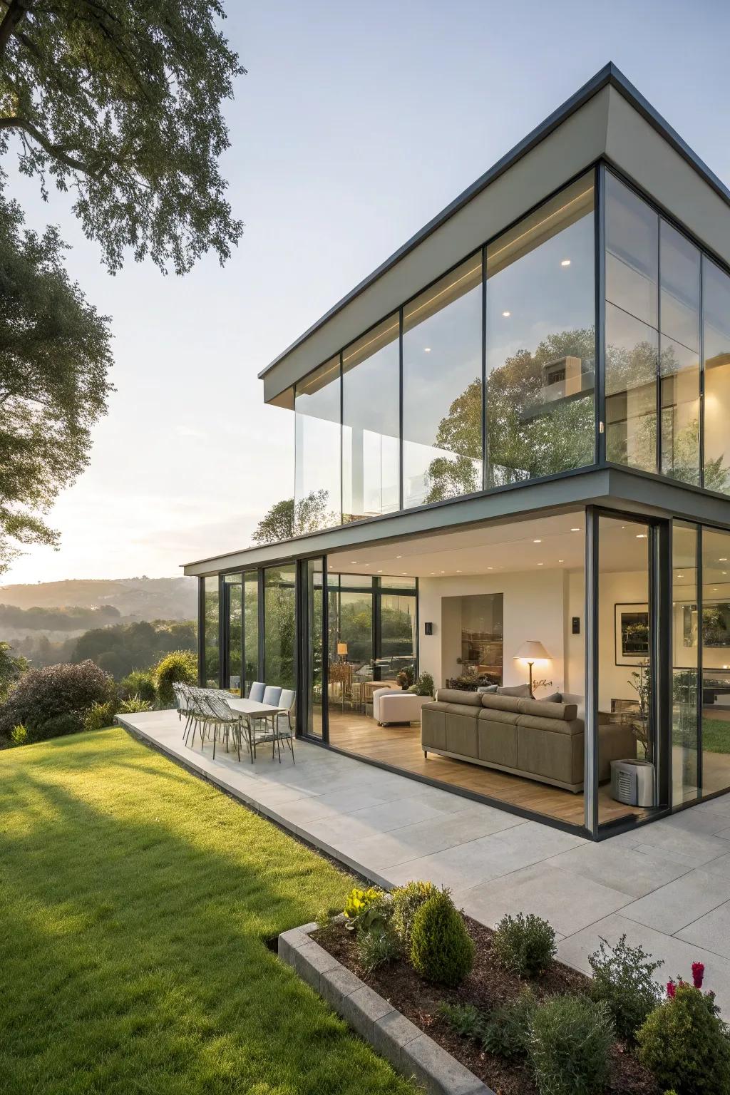 Glass facades providing sleek modernity and light