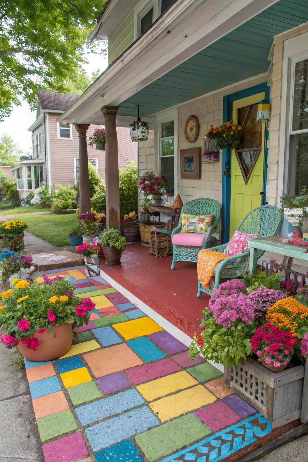 Hued pavements deliver a burst of character.