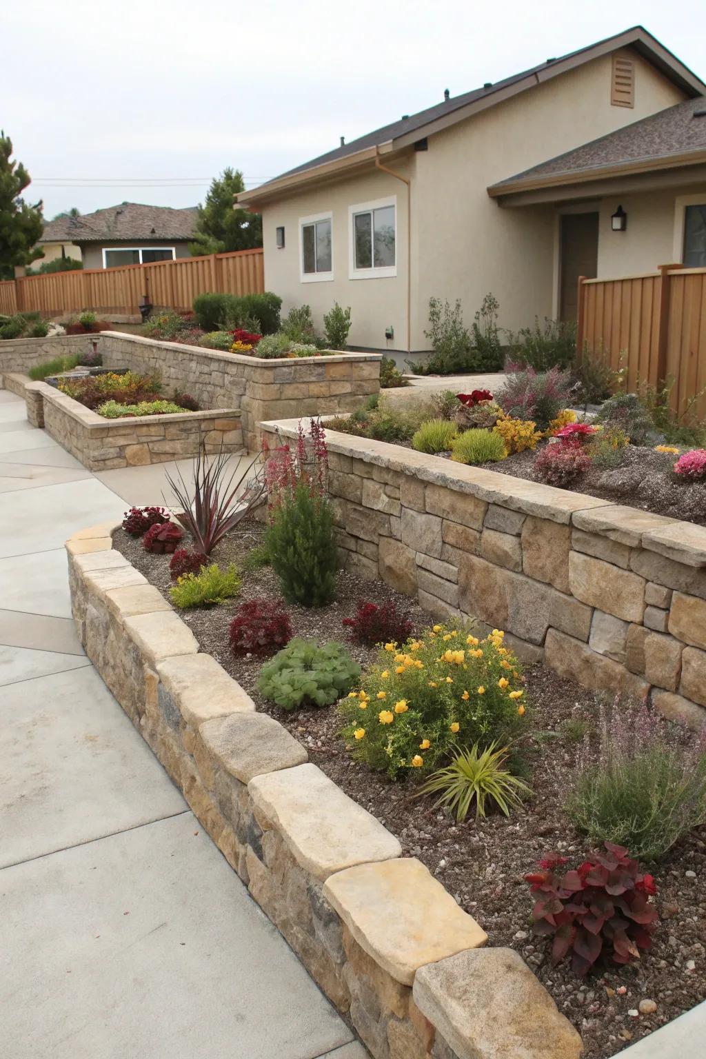 Stone walls enhance beauty and structure.