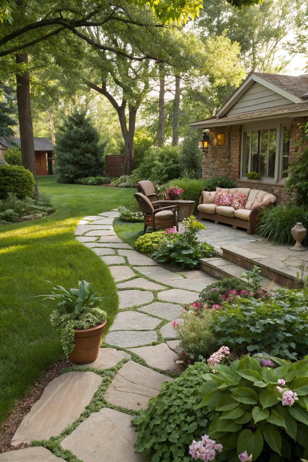 Lead guests in with a charming natural stone path.
