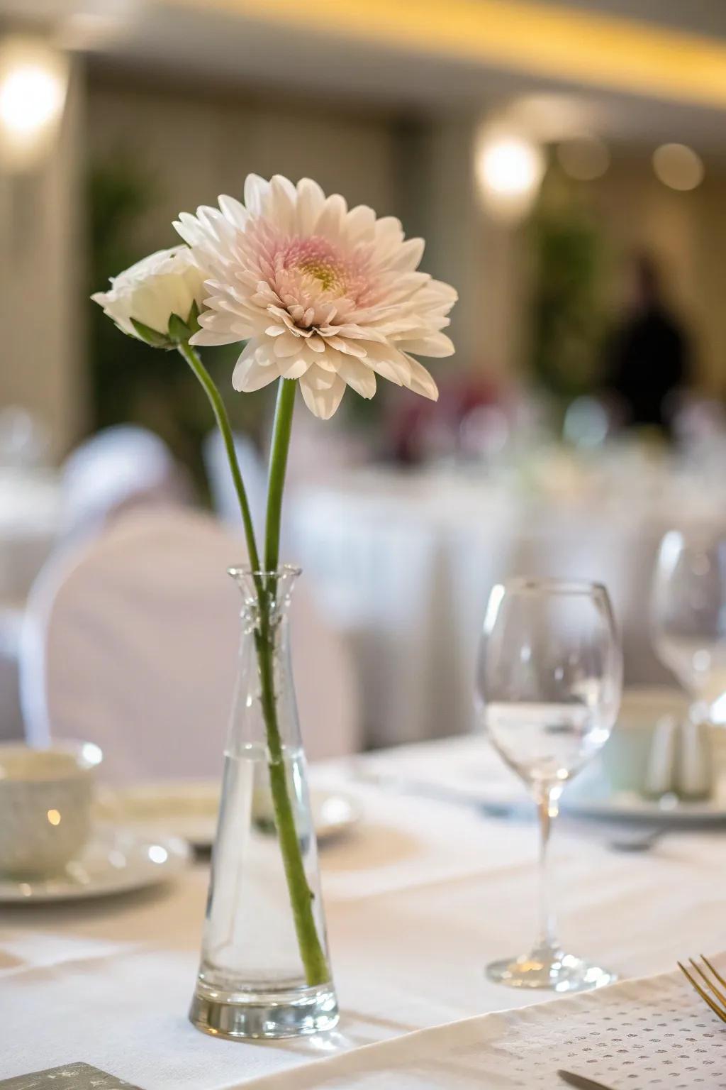 Understated elegance conveyed through a single type of bloom.