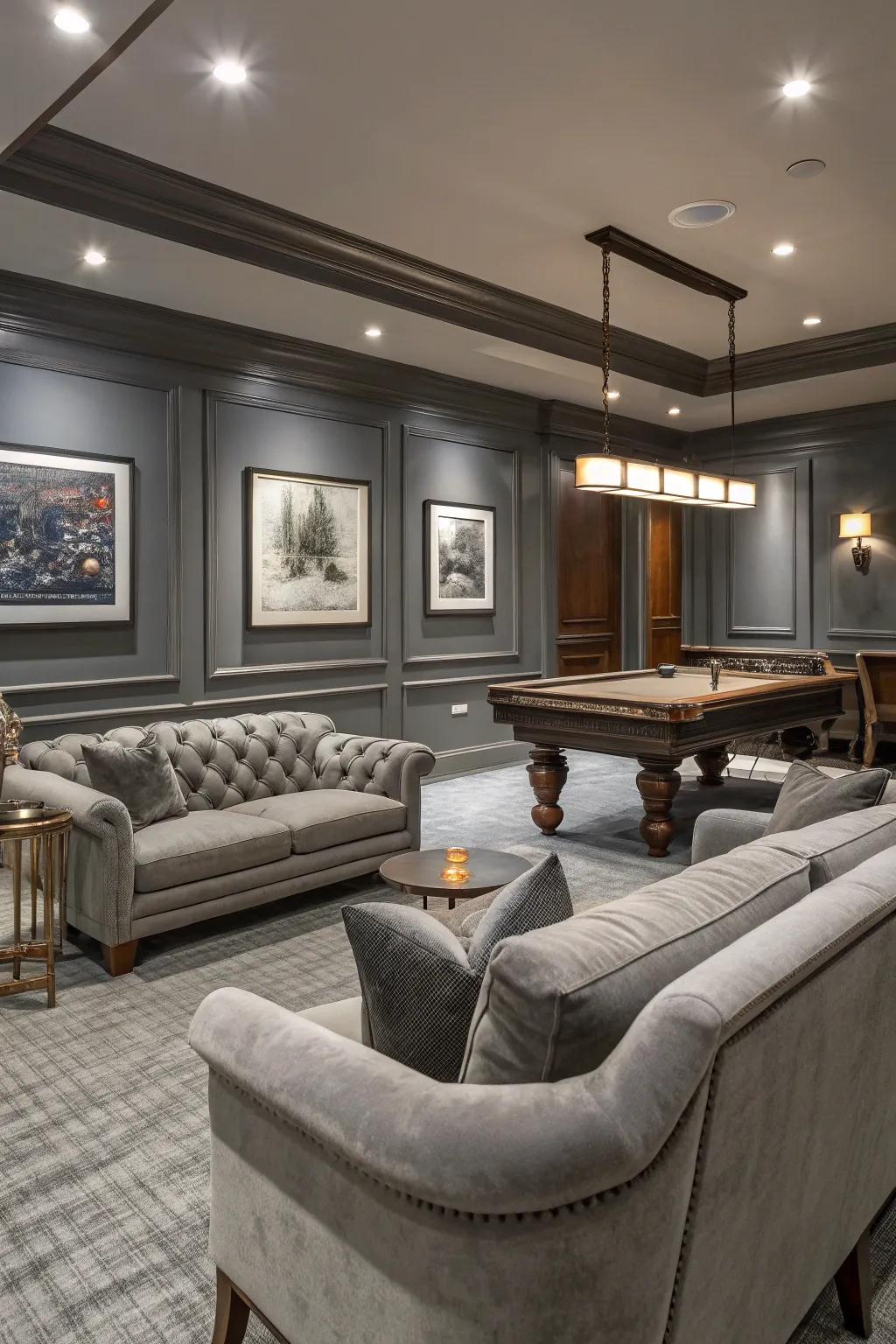 Gray shades provide a classy and versatile backdrop.