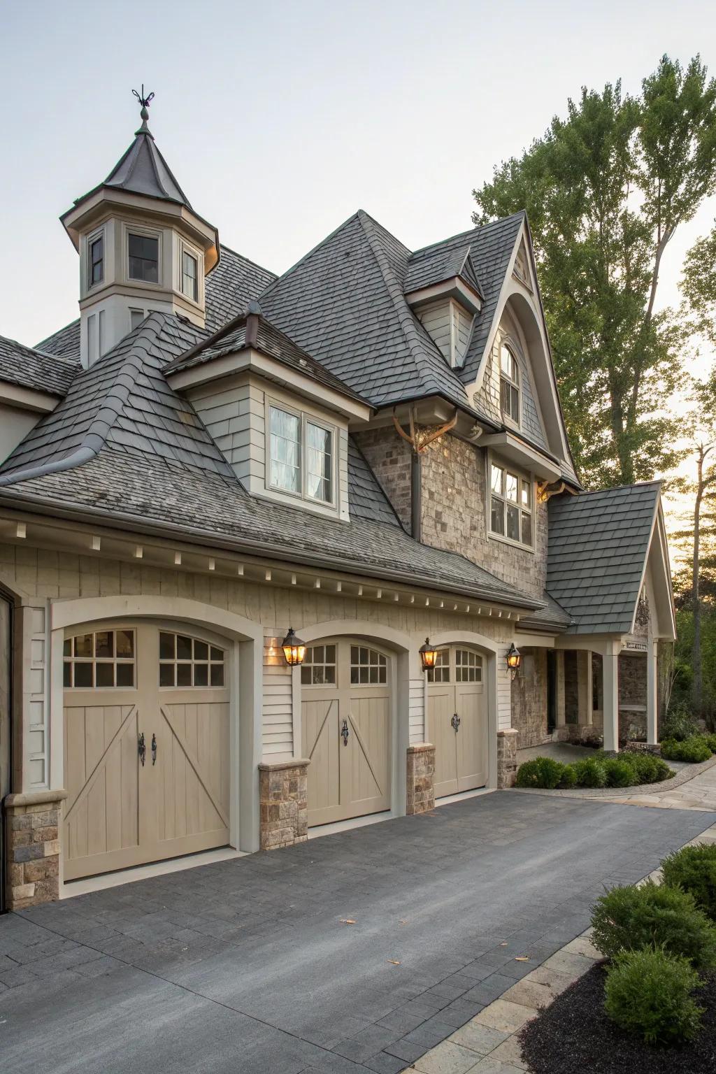 Pyramidal dormers bring sophistication and detail to garage design.