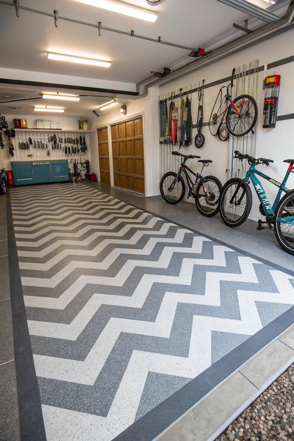 Designed ground covering can turn your garage into a unique space.