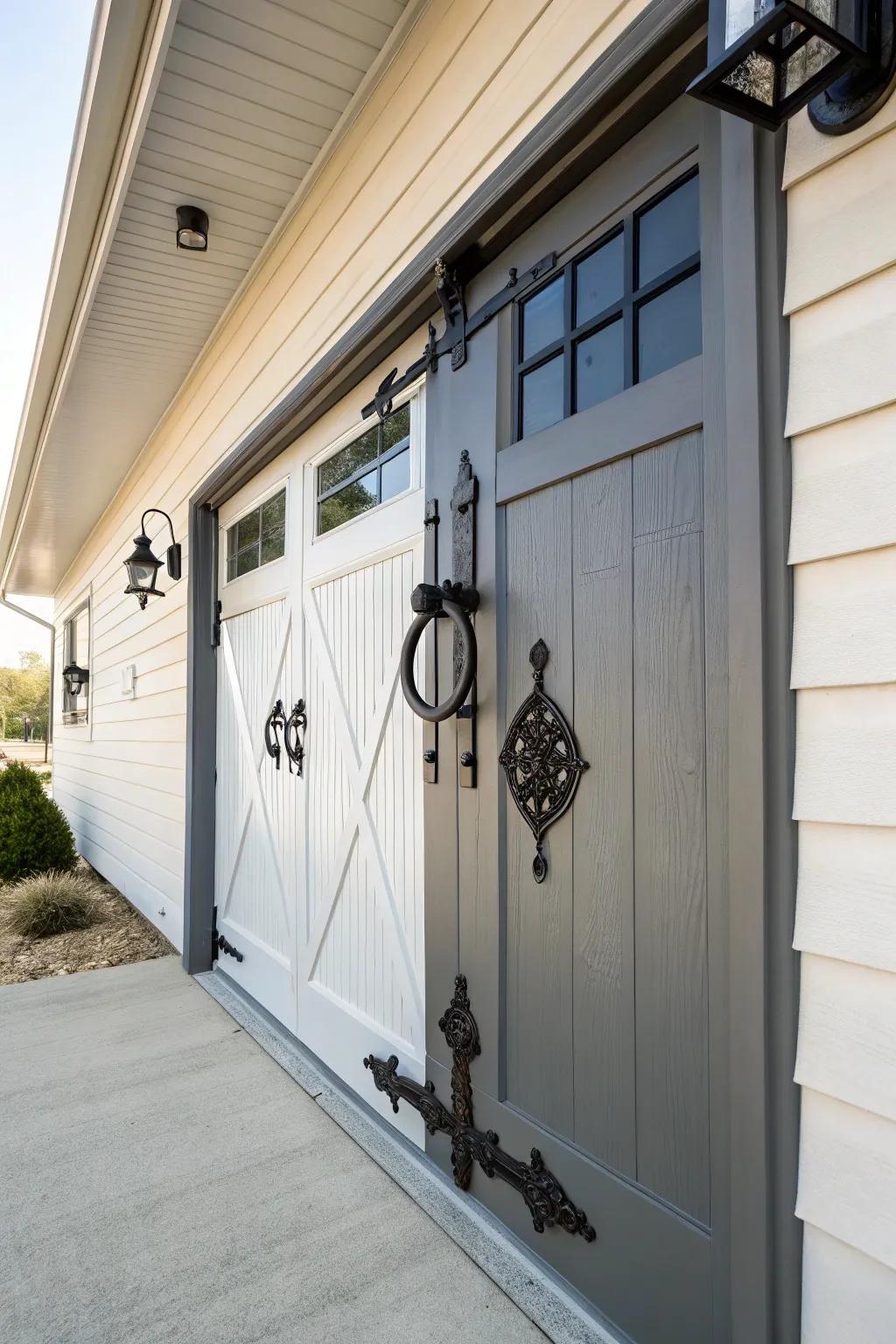 Special hardware gives a personal style to this entryway door.