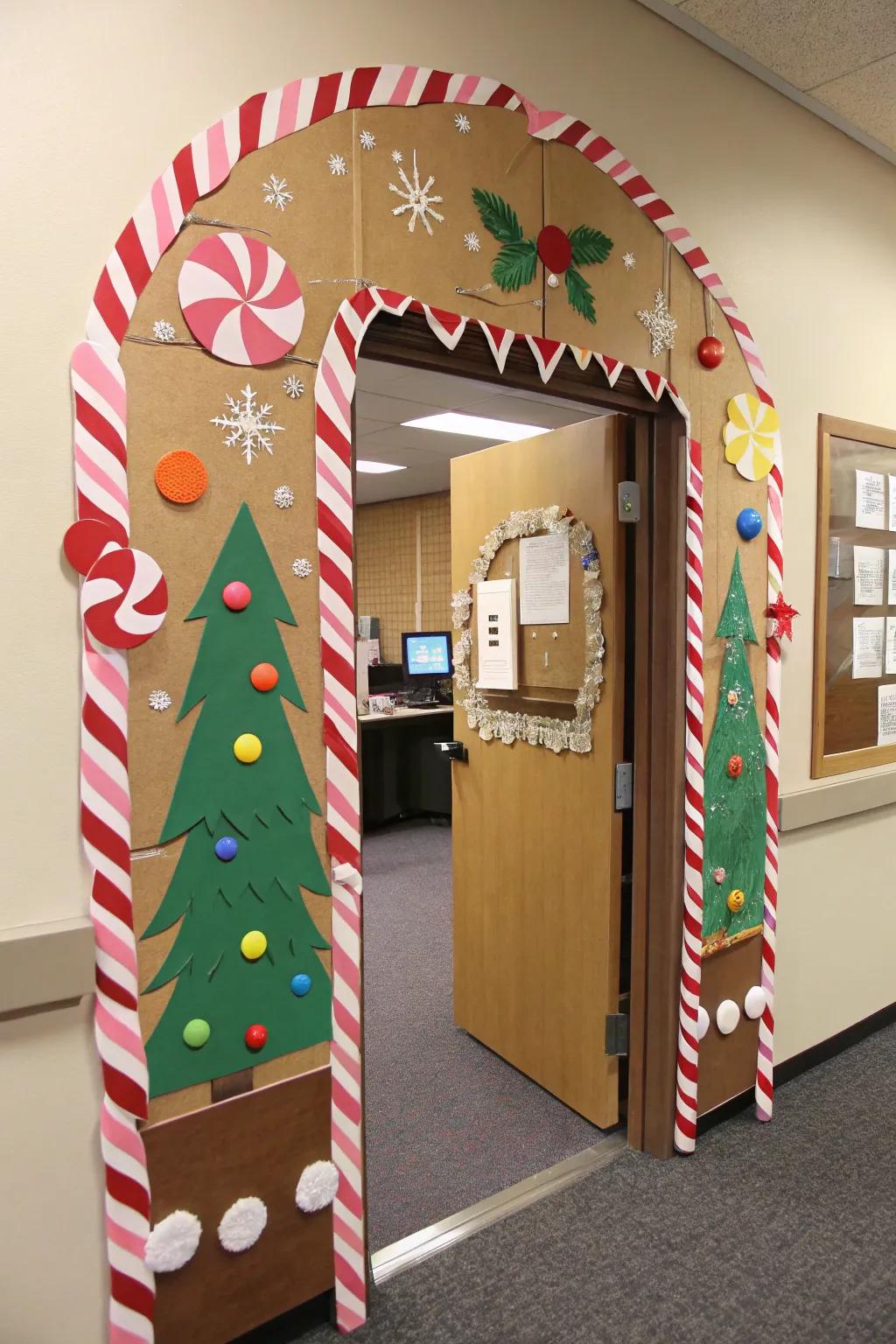 A gingerbread entrance greets you.