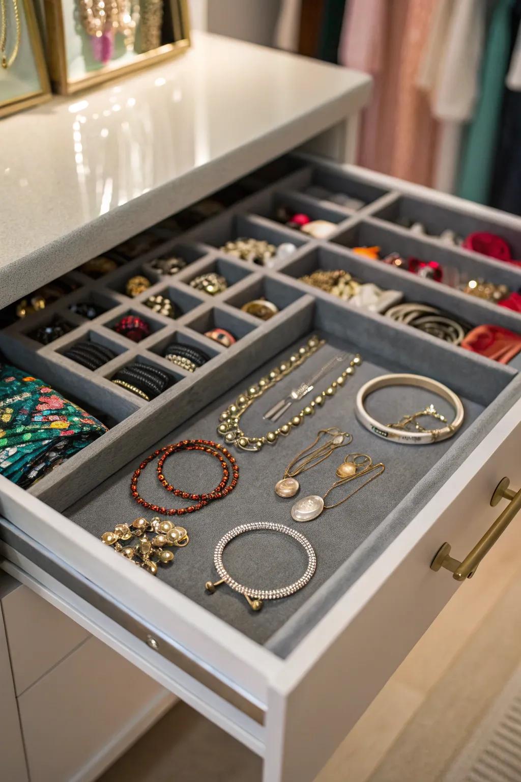 Your priceless items are kept in order in a jewelry tray.