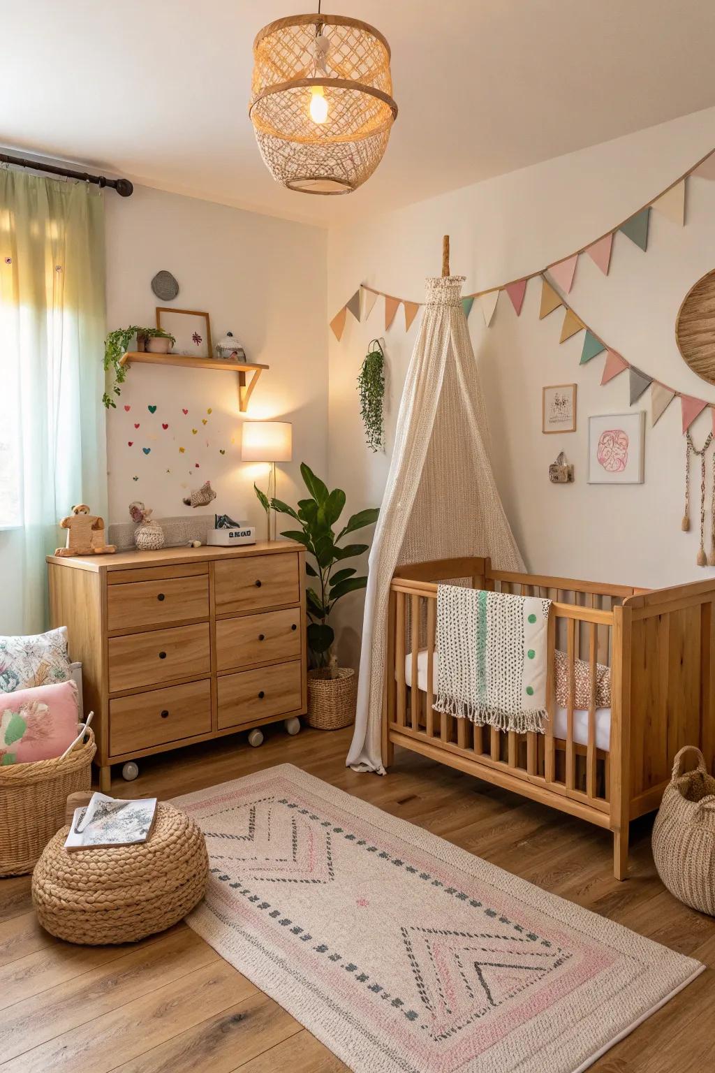Natural wood details lend warmth and texture.