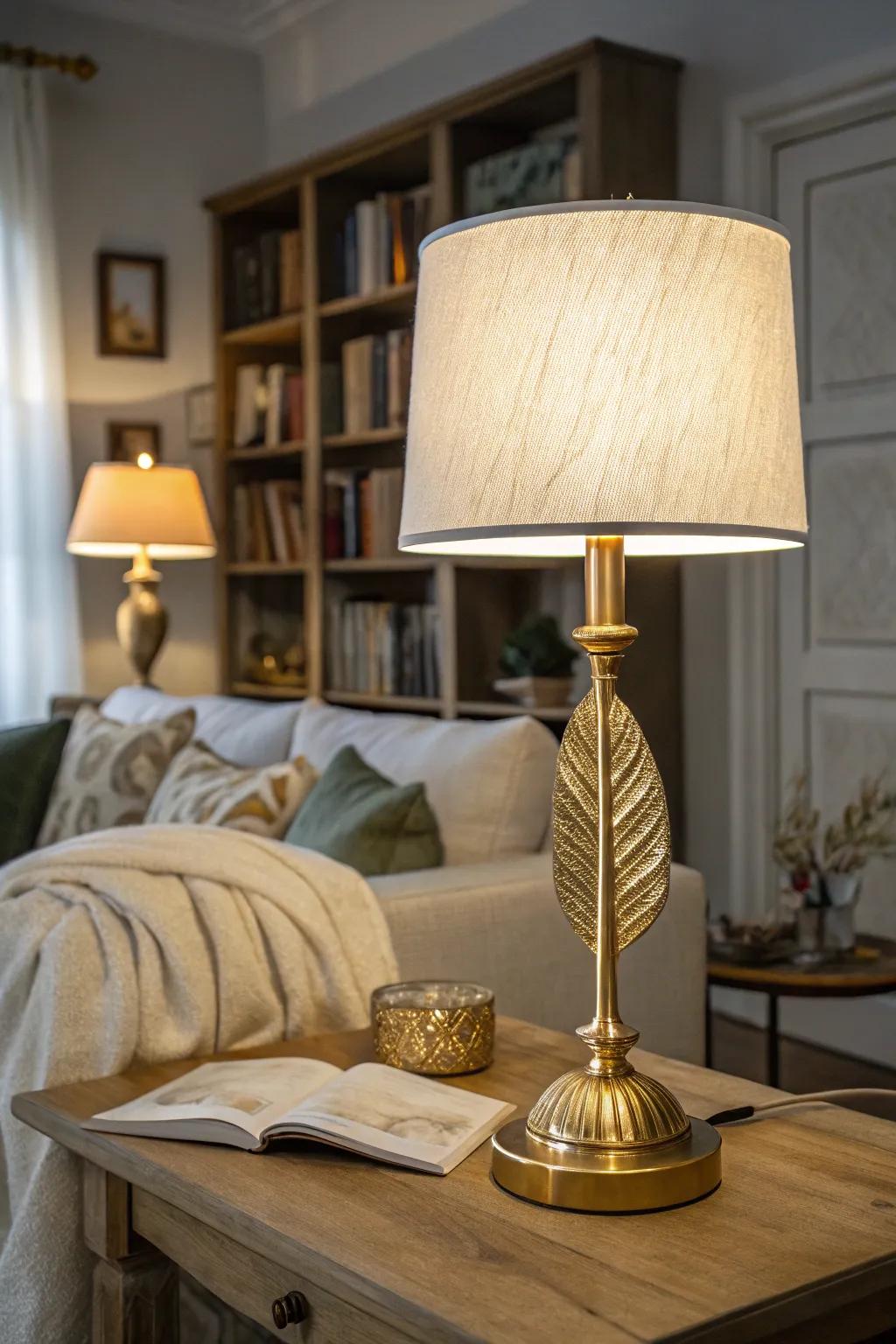 Illuminate your area with lamp bases touched by gold.
