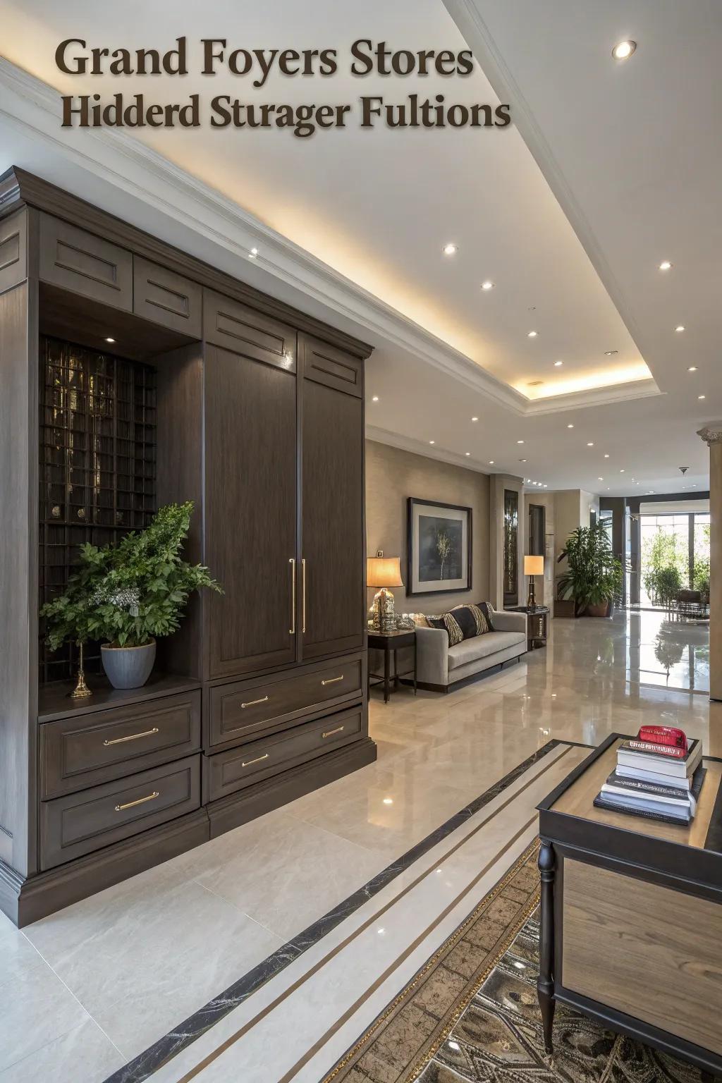 Concealed storage resolutions preserve a majestic entryway tidy and organized.