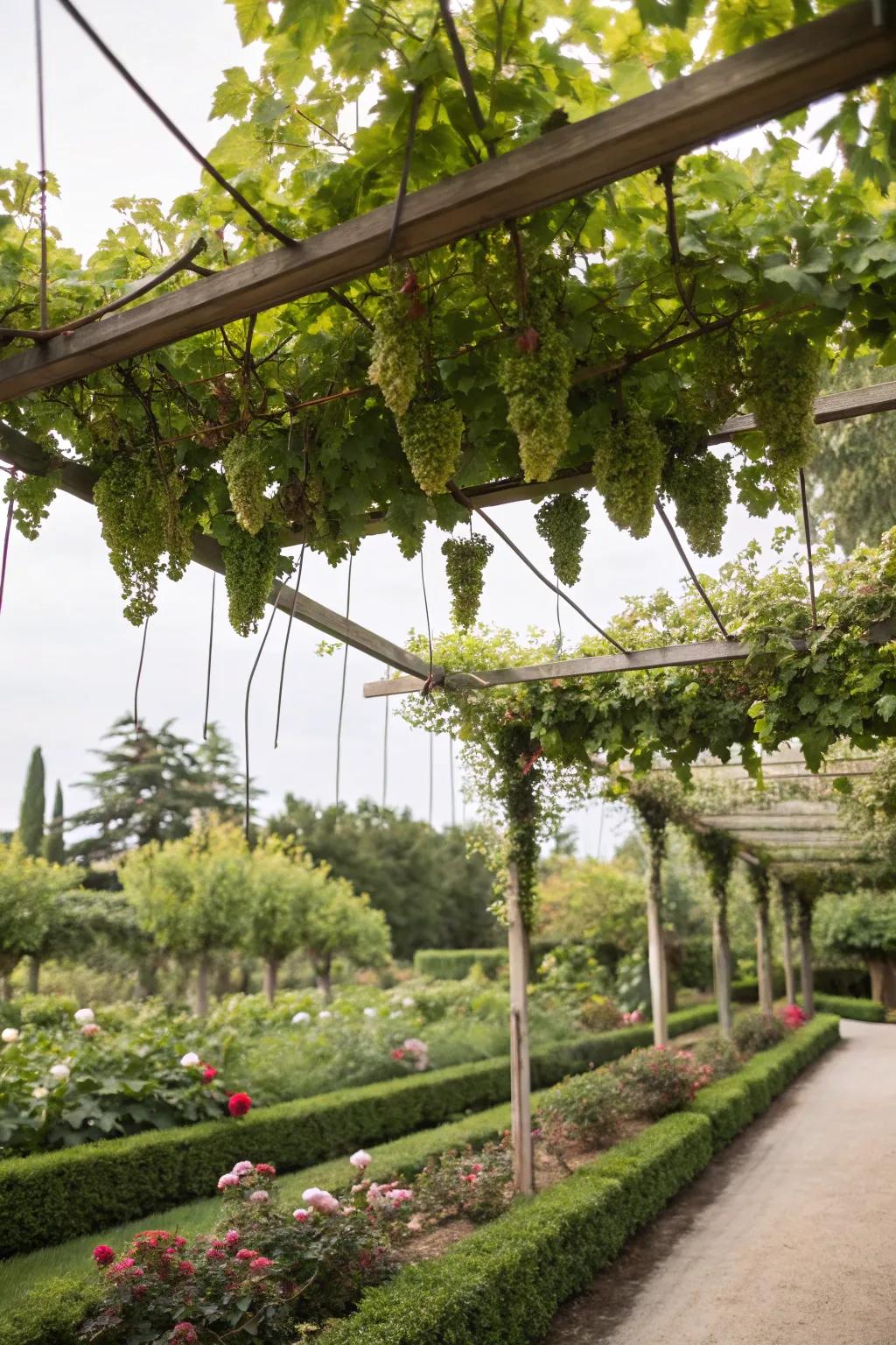 Hanging supports craft a remarkable and fanciful garden element.