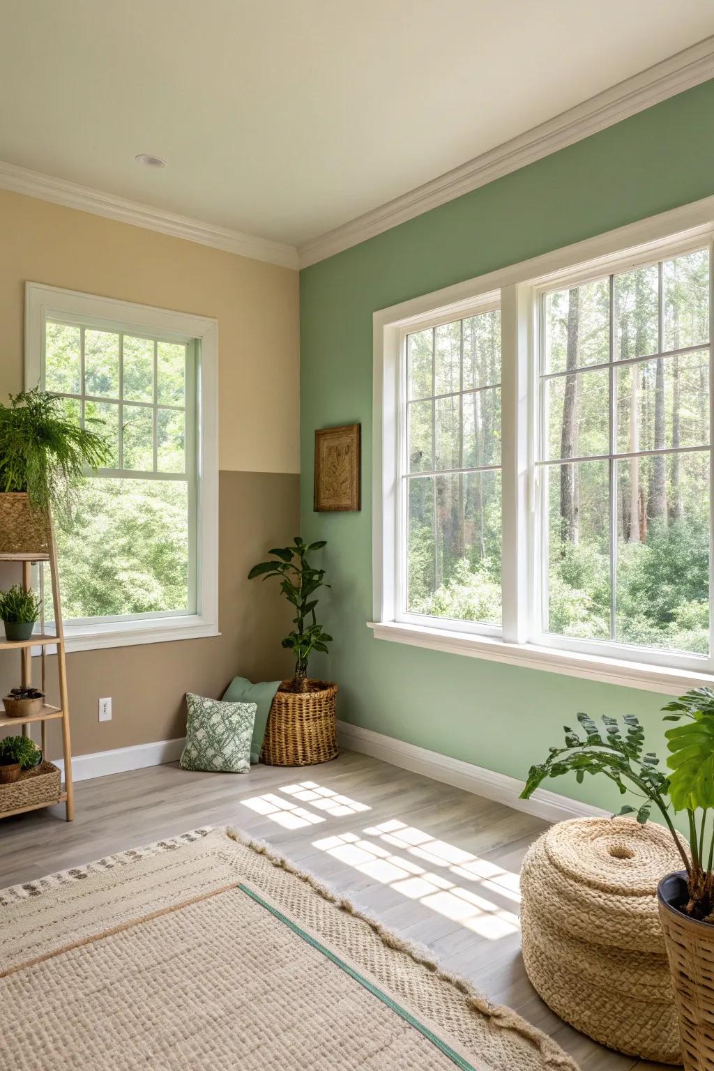 A room featuring walls painted with eco-friendly, low-VOC paint.