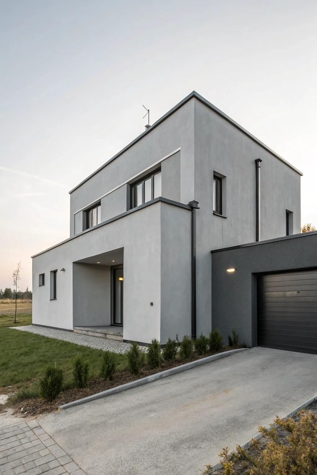 Modern simplicity with a serene grey facade.