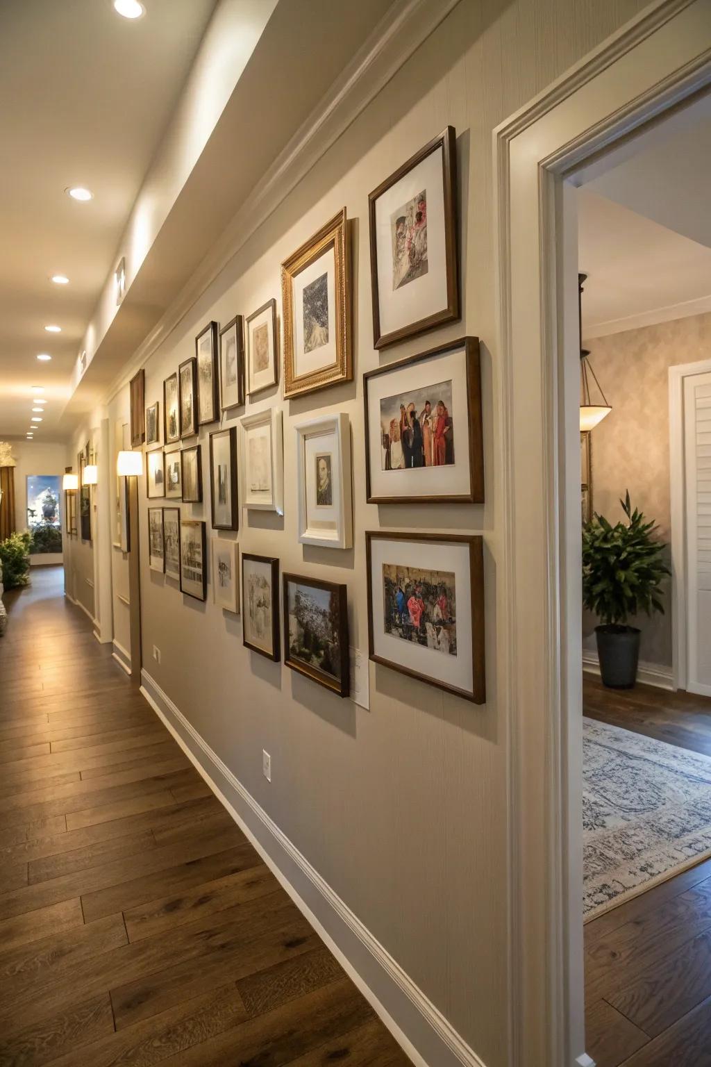 A gallery wall adds a personal touch to your hallway.