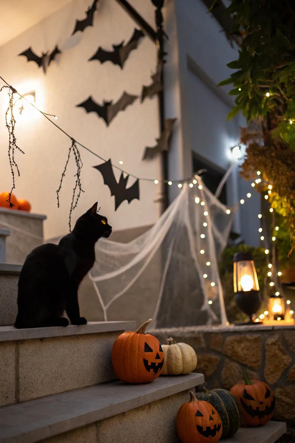 Welcome timeless Halloween signs using a dark felines and air mammals theme.
