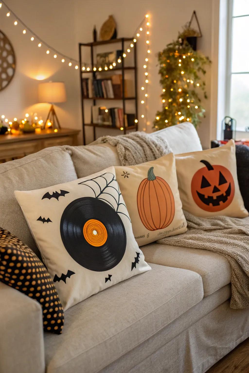 Adhesive film cushions impart celebratory flair to your sitting vicinity.