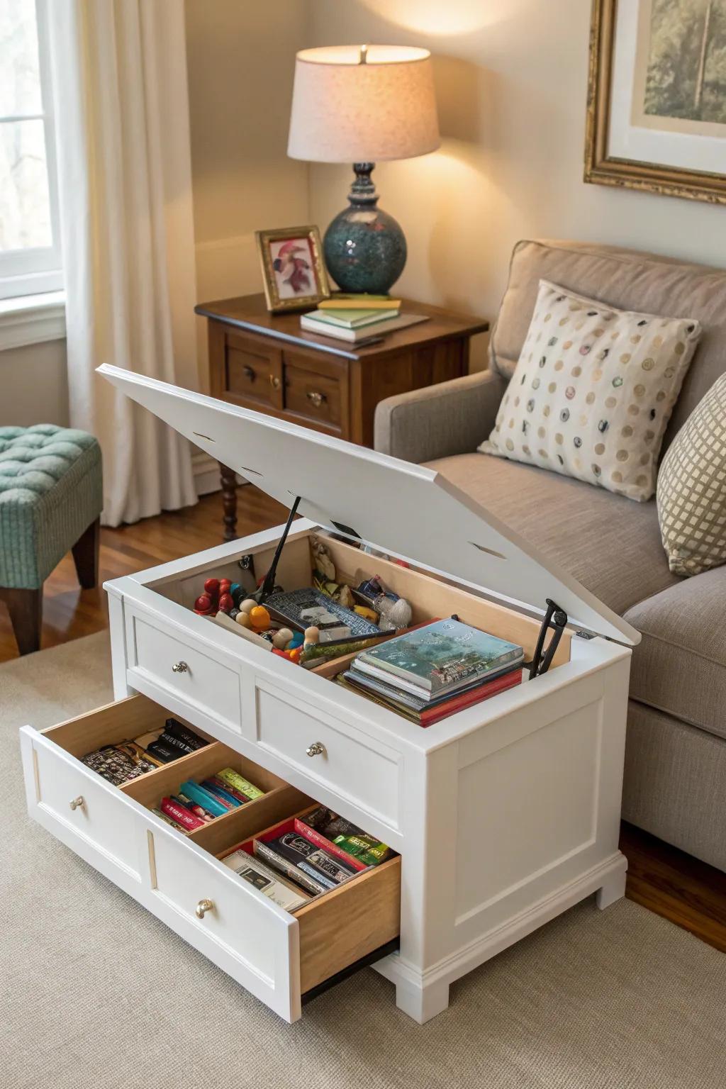 Convertible furniture that cleverly conceals toys.