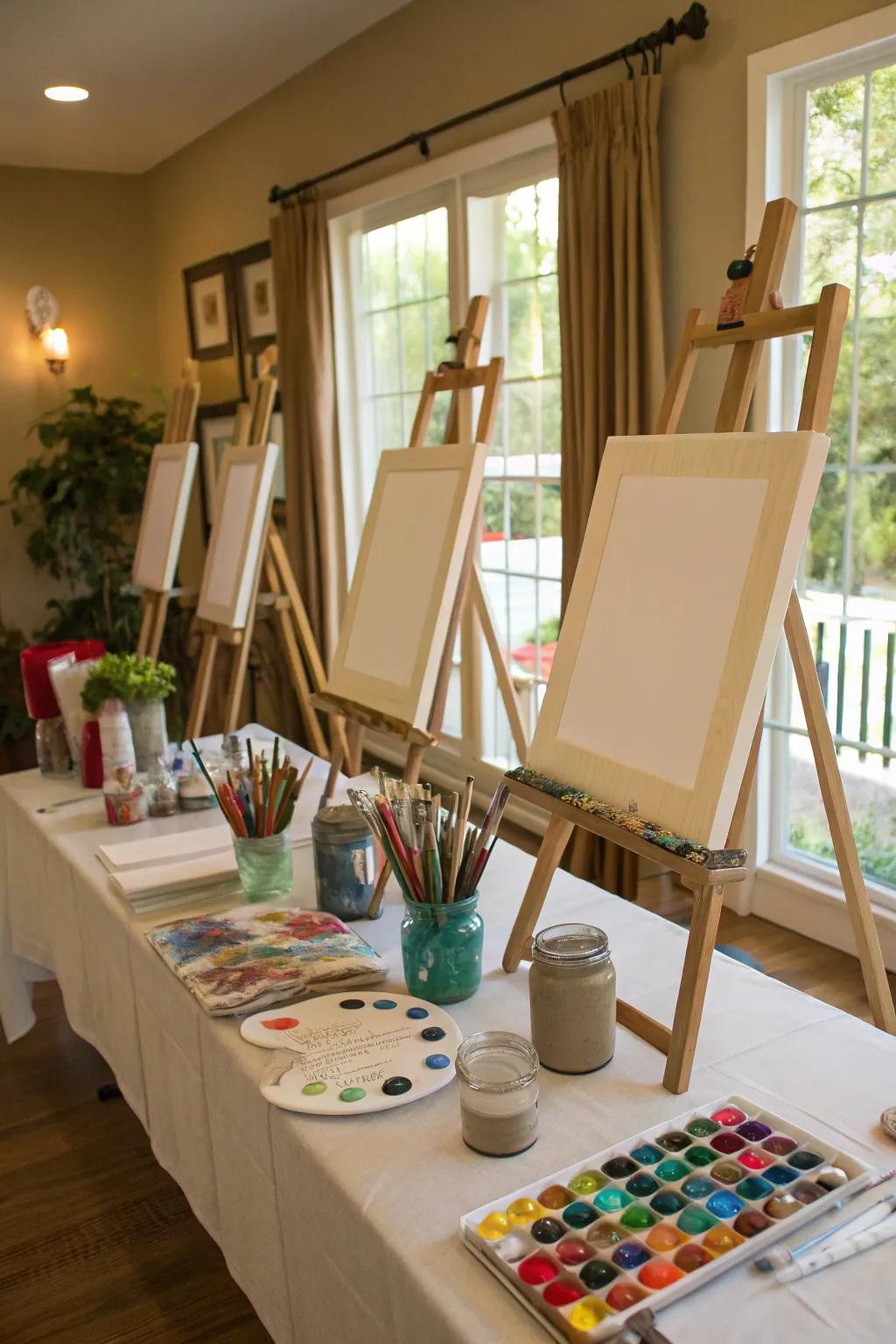 An innovative painting location where attendees can articulate themselves artistically.
