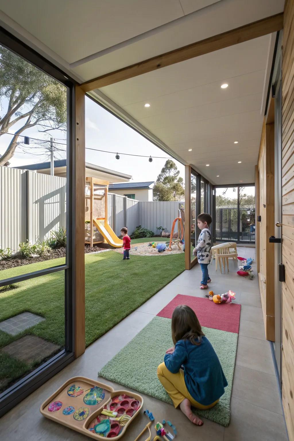 Integrated indoor alongside outdoor locations for diversified play.