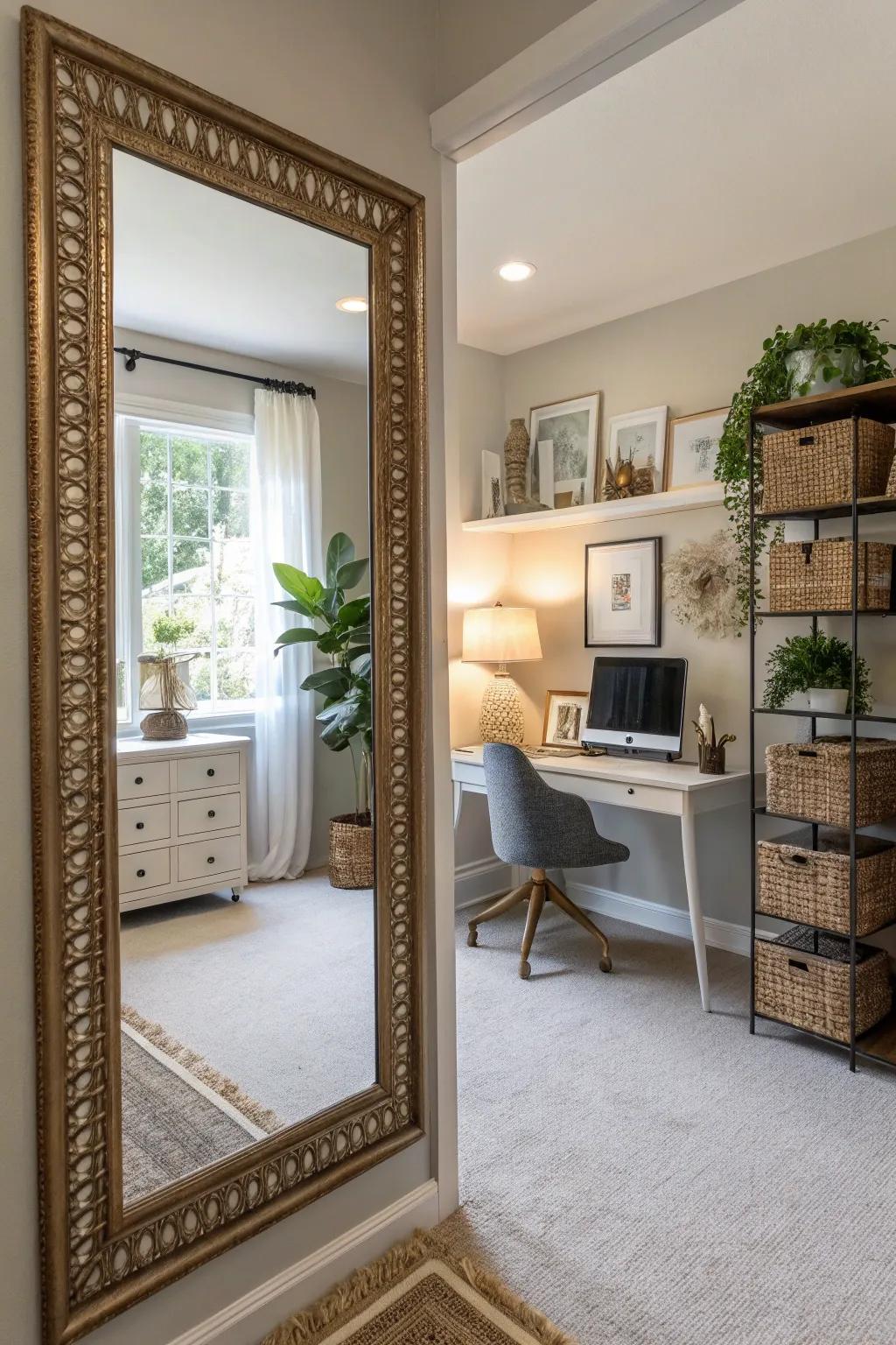Mirrors make your office feel bigger and brighter.
