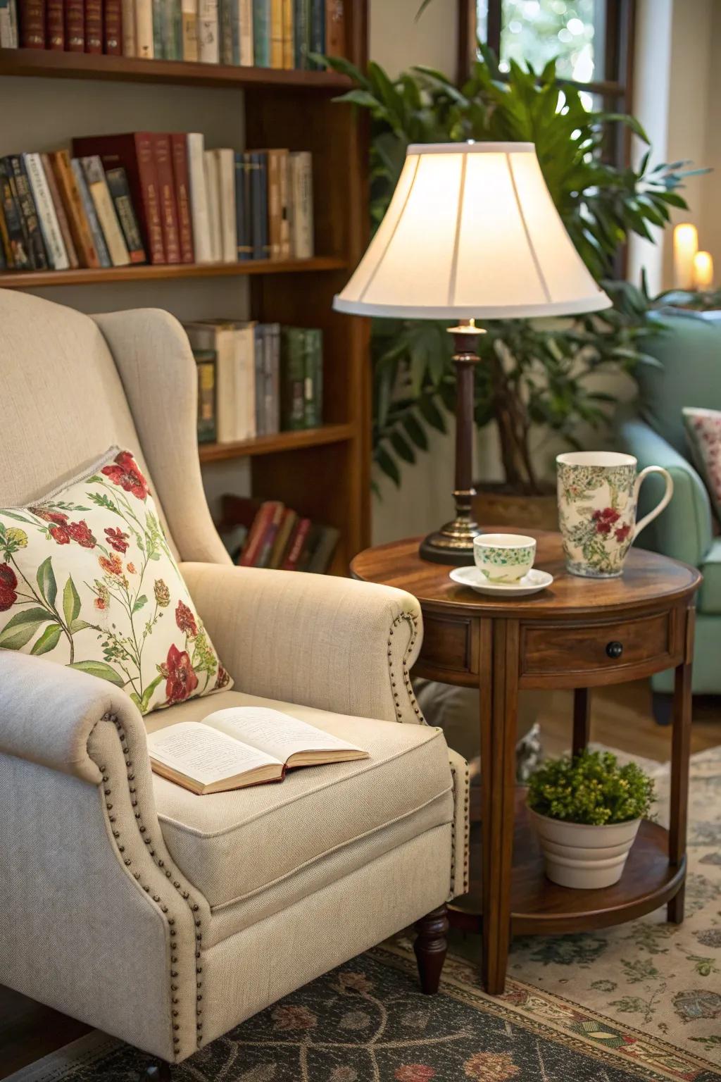 A comfy space that entices repose and solitude.