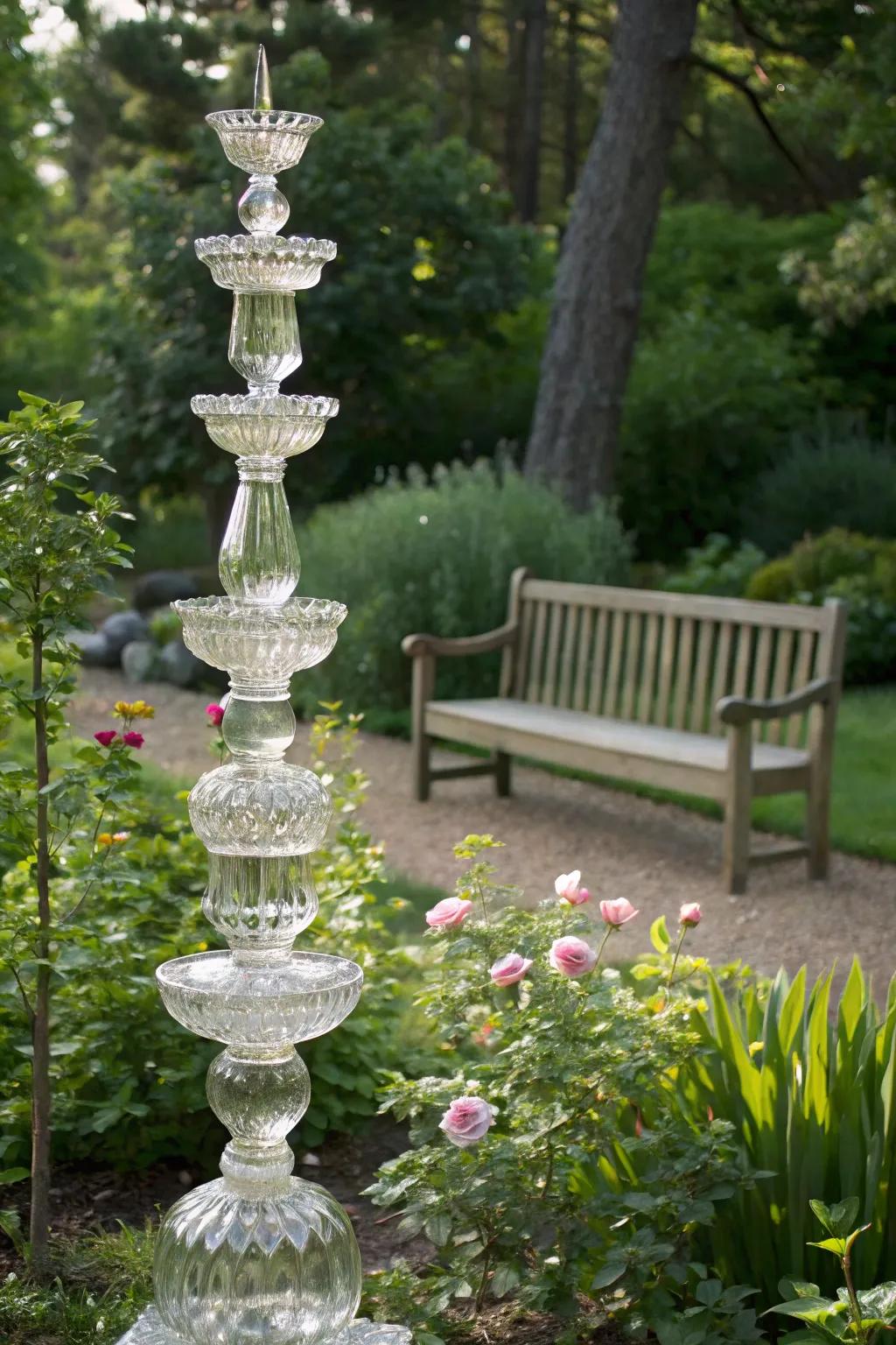 Create sparkling stacked glass decorations for your garden.