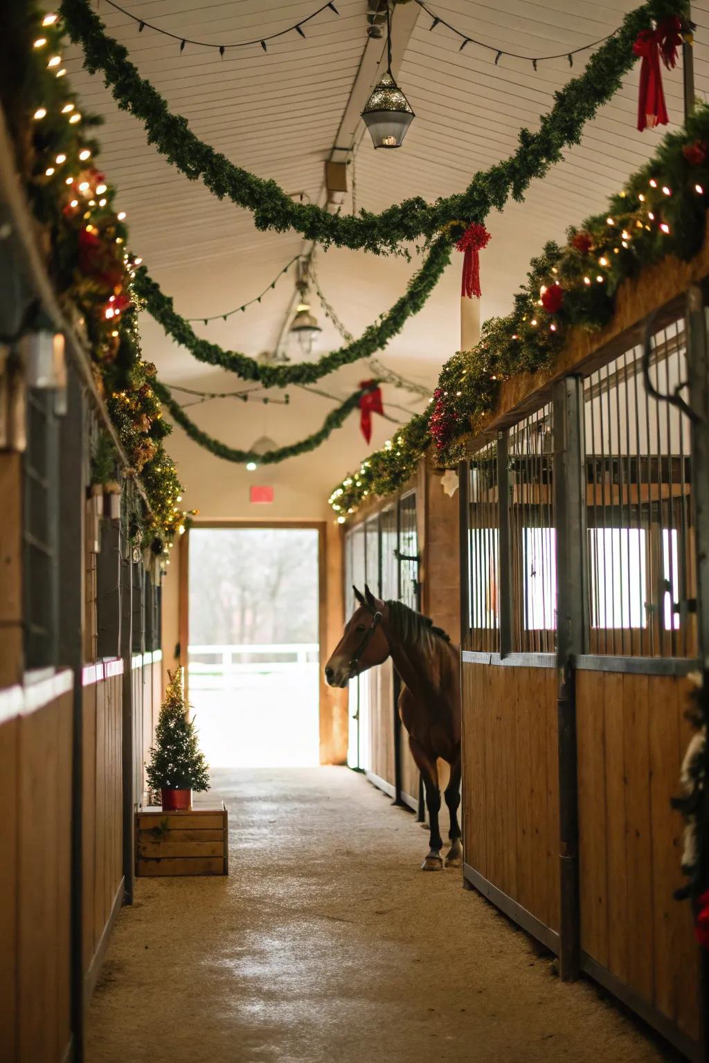 Celebratory buntings infuse a joyful atmosphere into the stall.