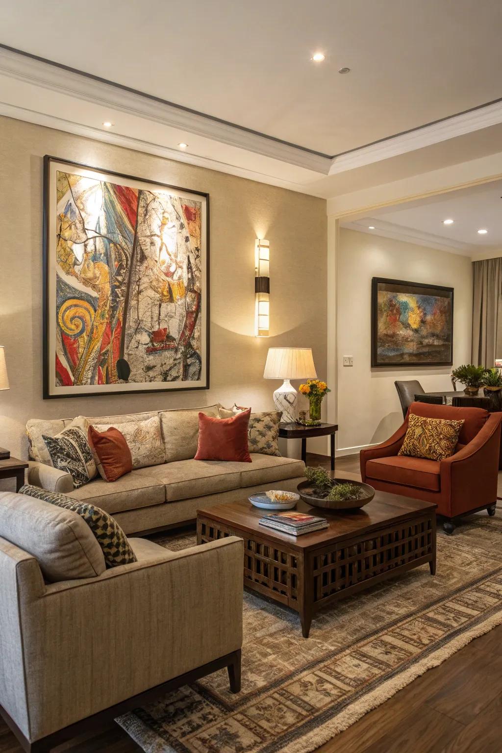 Daring art pieces make a declaration and inject personality.