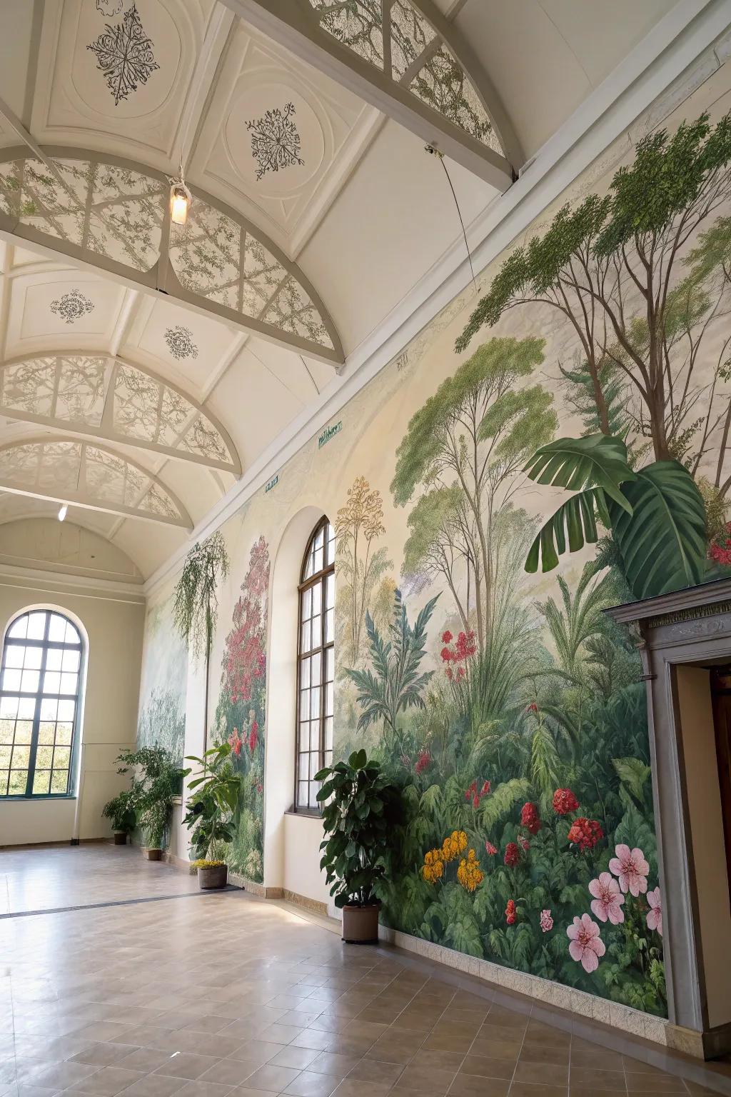 Murals transform expansive walls into captivating canvases.
