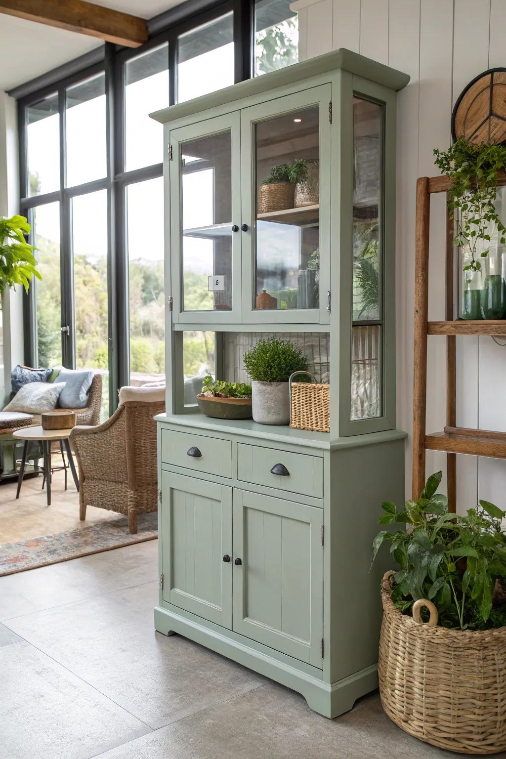 An upcycled hutch is both stylish and lasting.