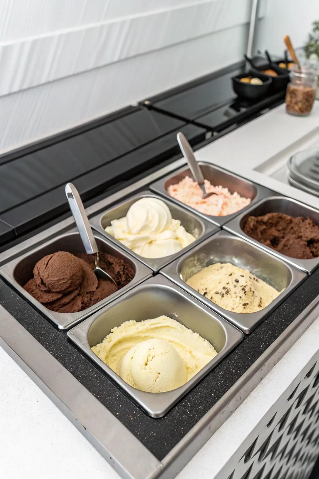 A minimalist ice cream arrangement that showcases elegance in simplicity.