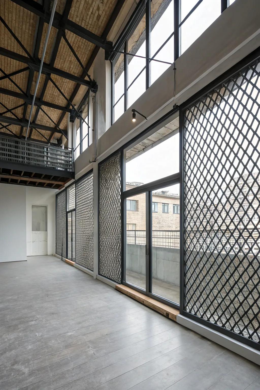 Metal lattice element giving an industrial advantage to the loft space.
