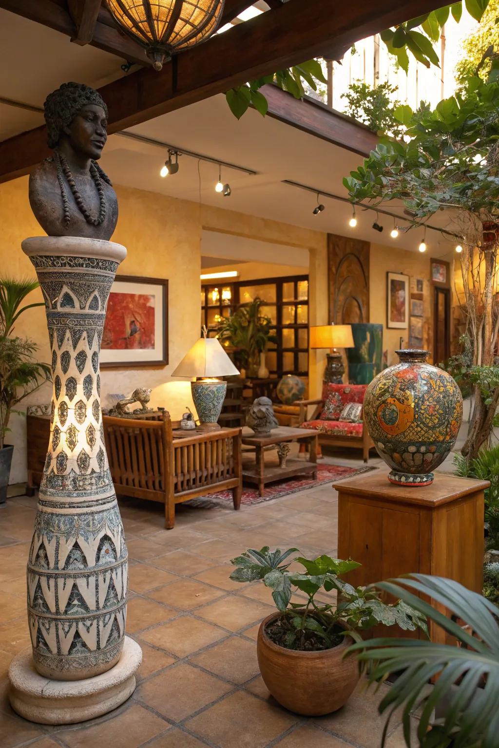 Art pieces inject individuality and intrigue into your enclosed patio.