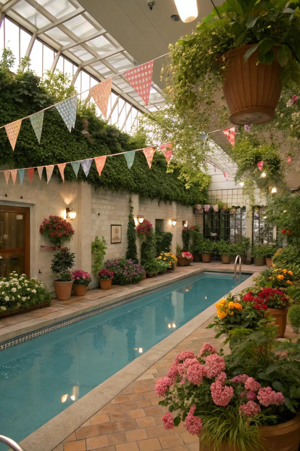 Welcome the beauty of a garden indoors with lush foliage and blossoms.
